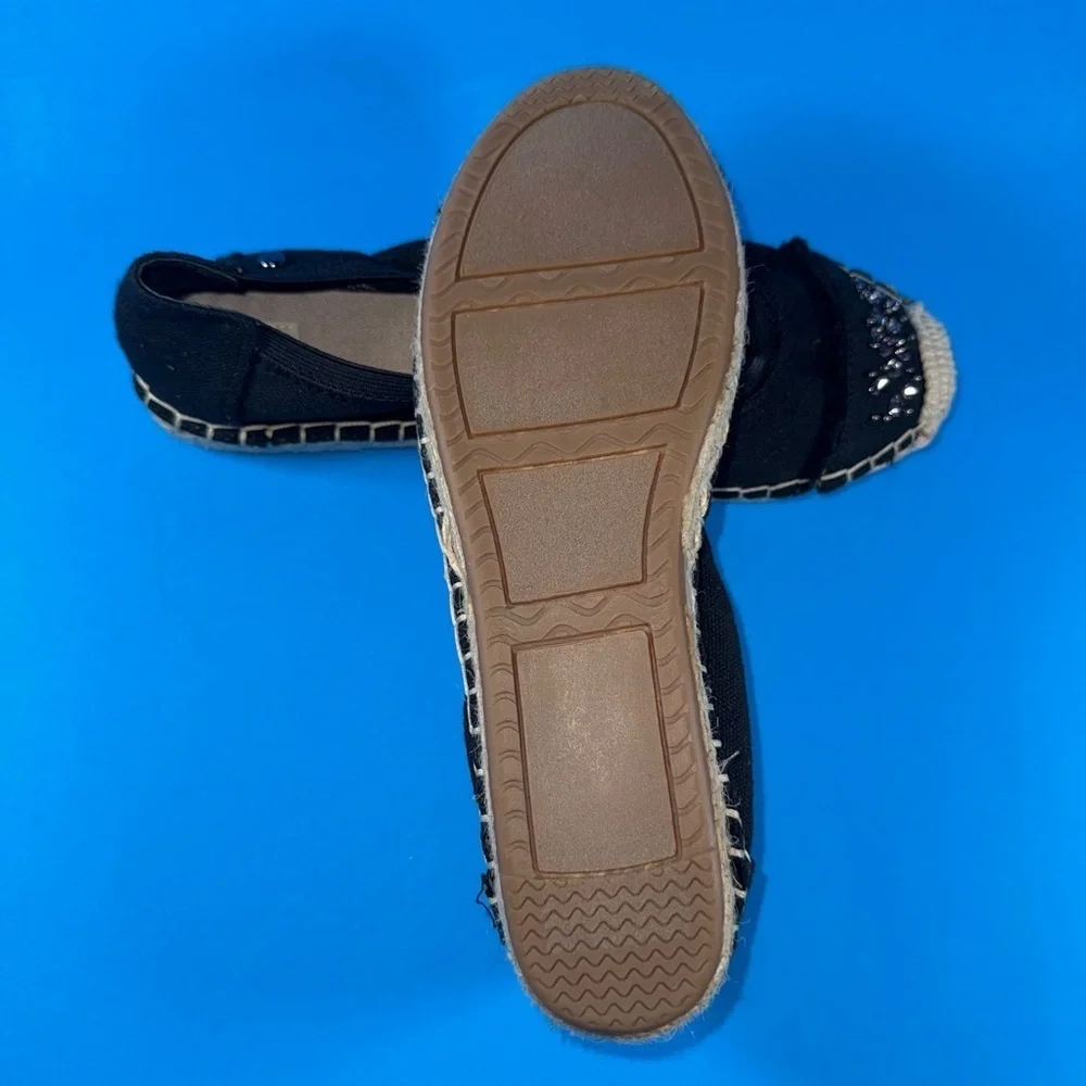 New Simply Vera Vera Wang Honey Crisp Black Espadrille Flat Slip-On Shoes